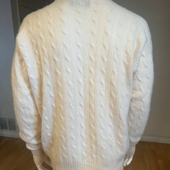 90'S VINTAGE MENS POLO RALPH LAUREN CASHMERE CABLE KNIT SWEATER SZ L LARGE - Picture 3 of 4